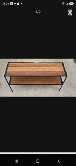 Shoe rack, bamboo, 35 x 12 x 14.5" high,  folds for storage