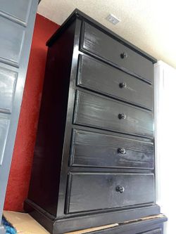 5 drawer black color pine