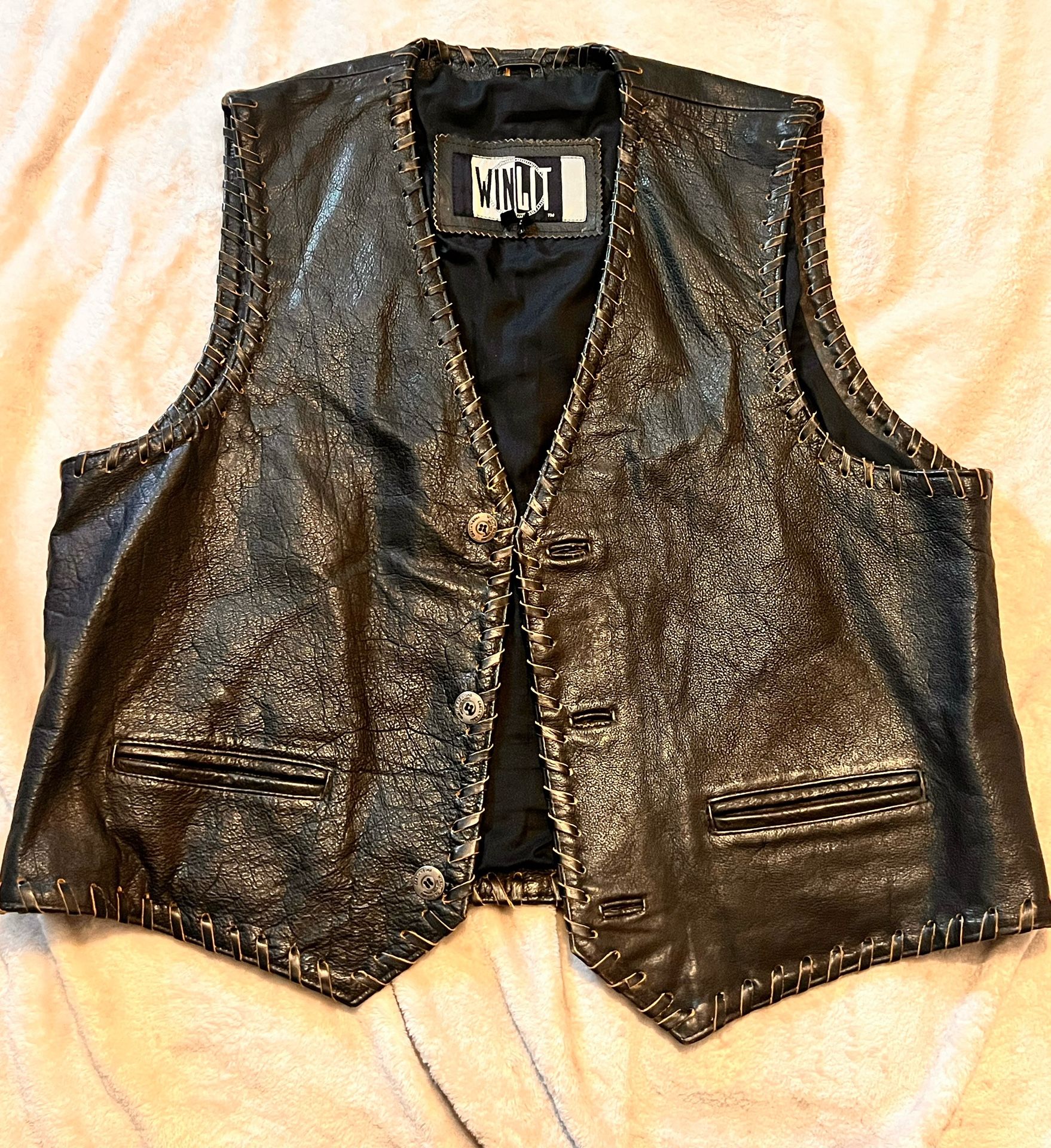 Winlit Leather Vest Brown size XL Vintage