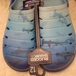 Brand New Rugged Shark Shark Week Clogs in blue gradient color with a shark print size Men's 12