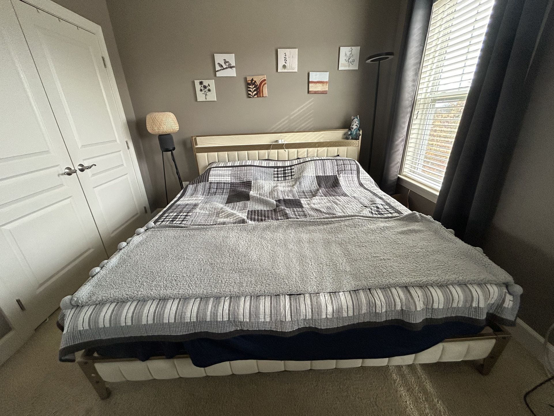 Gold Metallic Bed With mattress