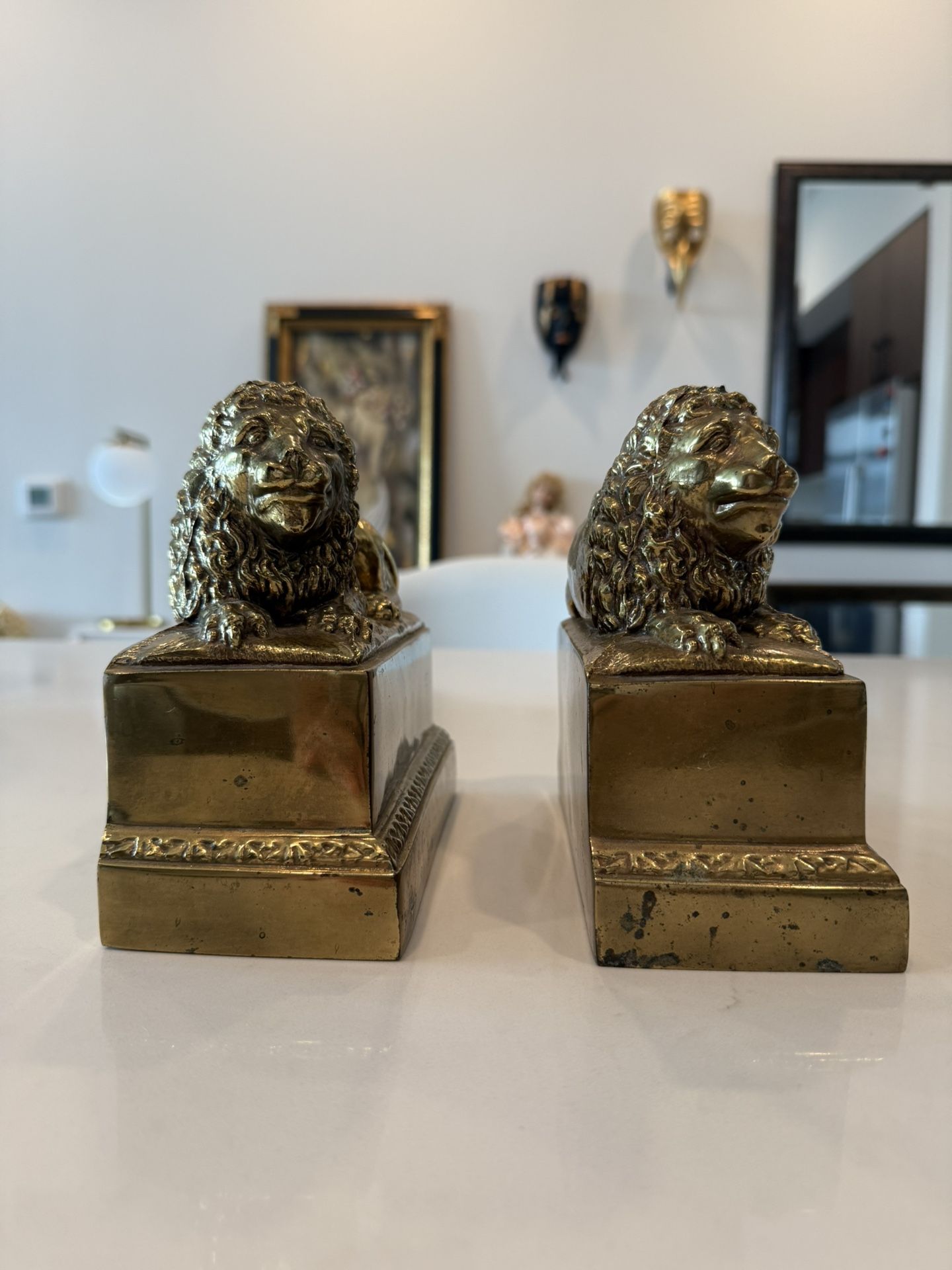 🦁 Solid Brass Lion Bookends – Vintage Regency Charm | Heavy & Hand-Cast Pair