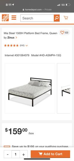 Zinus bed frame with headboard queen and full available. New in box, just frame and headboard no mat