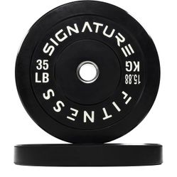 35 LB each, 70 LB SET. Olympic Bumper Plates Set, 2" Weight Plates for Strength Training & Weightlifting,