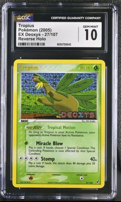 2005 Pokémon Tropius 27/107 EX Deoxys Reverse Holo Stamped CGC 10 Gem Mint