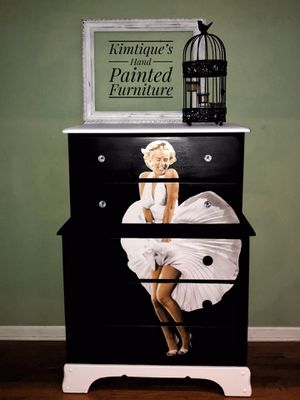 Hand Painted Dresser Highboy Chest Of Drawers With Marilyn Monroe