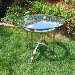 Table With Glass Top 24" Diameter 22" Tall