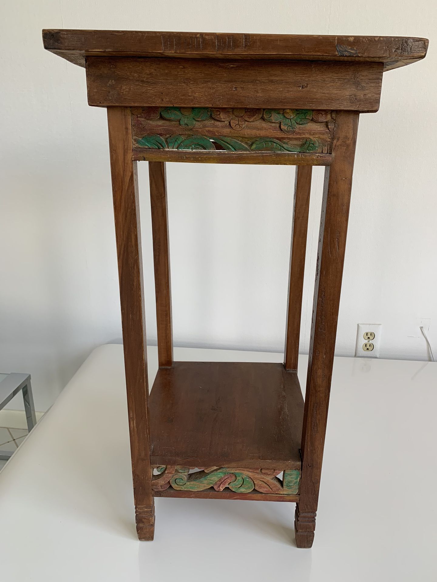 Indonesian Carved Wood Side Table