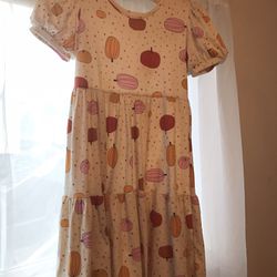 Dot Dot Smile Girls Fall Pumpkin Print Dress Size 8/10