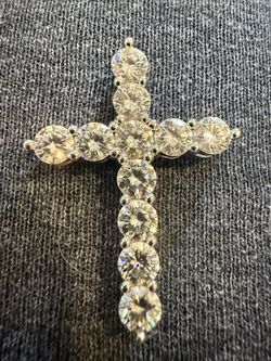 Moissanite Diamond Cross No Chain White Plated Gold