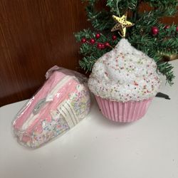 Regency Frosted Sprinkles Cake slices Holiday Ornament 2 pcs