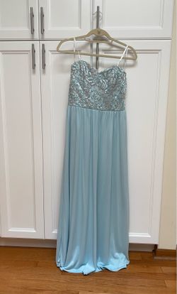 Speechless mint green long formal strapless dress - embroidered, shimmery bodice with sweetheart neckline - junior’s size 13 - GREAT CONDITION