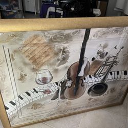 Music Inspired Gold Framed Picture 