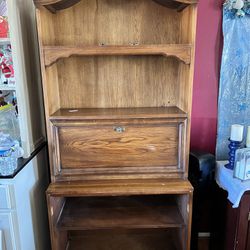 Wooden Cabinet With Secretary Desk