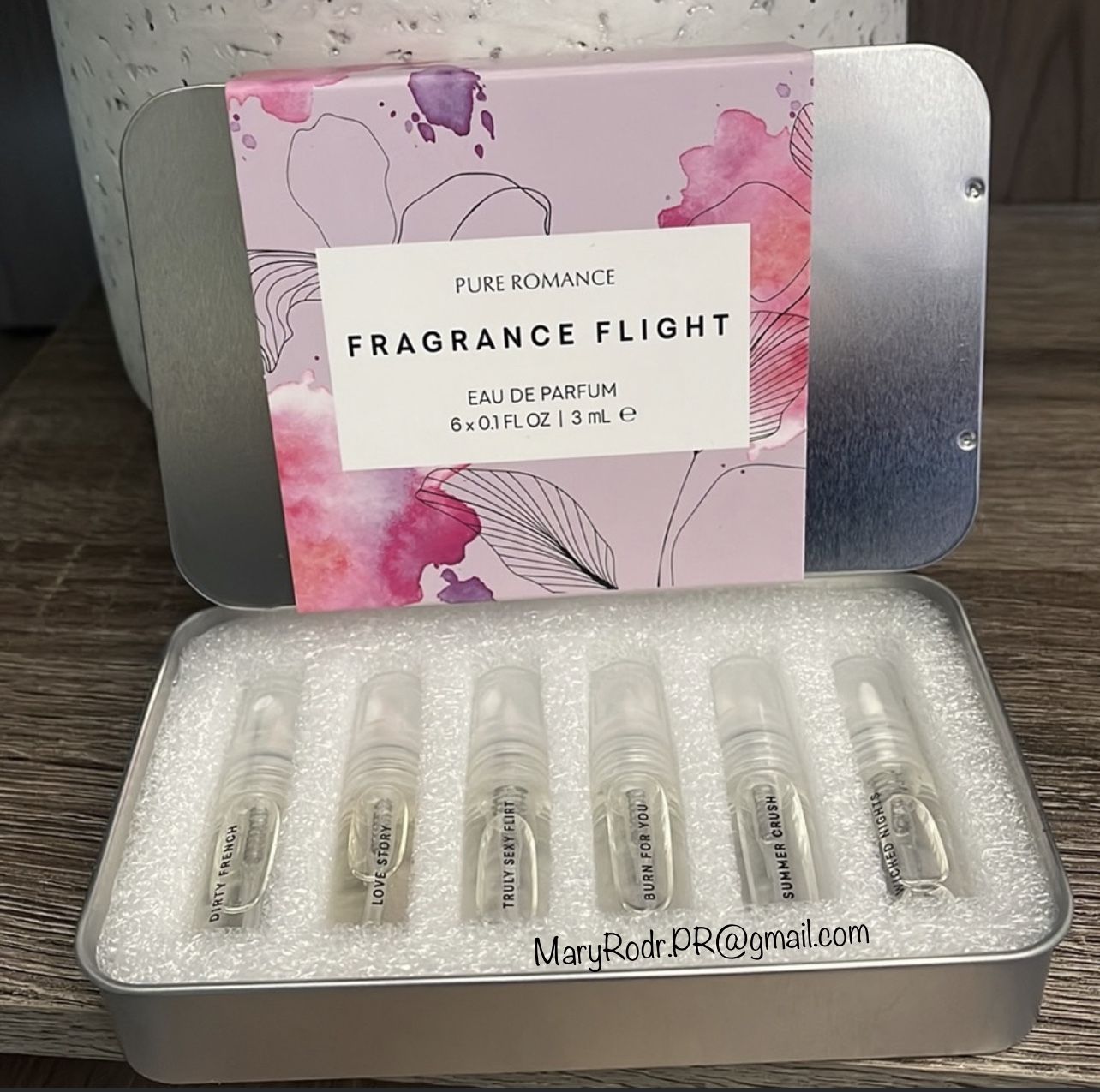 Pure Romance Fragrance Flight travel collection of luxury fragrances infused w pheromones 🩷