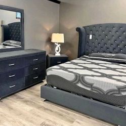 Bedroom Set 4 pcs new bed dresser mirror nightstand