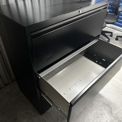 Black 2-Drawer Lateral Filing Cabinet — Heavy Duty