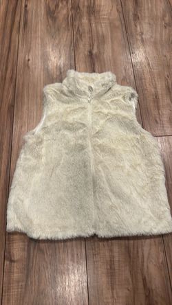 Girls Cream Faux Fur Zip-Up Vest Size 7