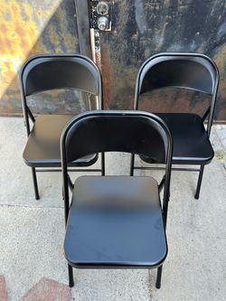 Black Metal Folding Chairs (Set of 3) (table sold separately)