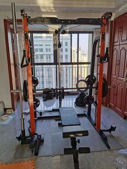 Smith Cage Workout Machine Total Body Training Home Gym System with Linear Bearing Gym Equipment