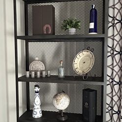 8.5 Foot Tall Iron And Steel Accent Shelving Shelf Unit