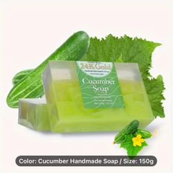 5.29oz Cucumber Essential Oil Handmade Soap, Moisturizing Deep Clean Effectively, Deep Cleans Pores, Removes Dead Skin, Deep Skin Cleansing And Oil-Co