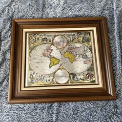 World Map By Frederik De Wit, Foil print, framed 
