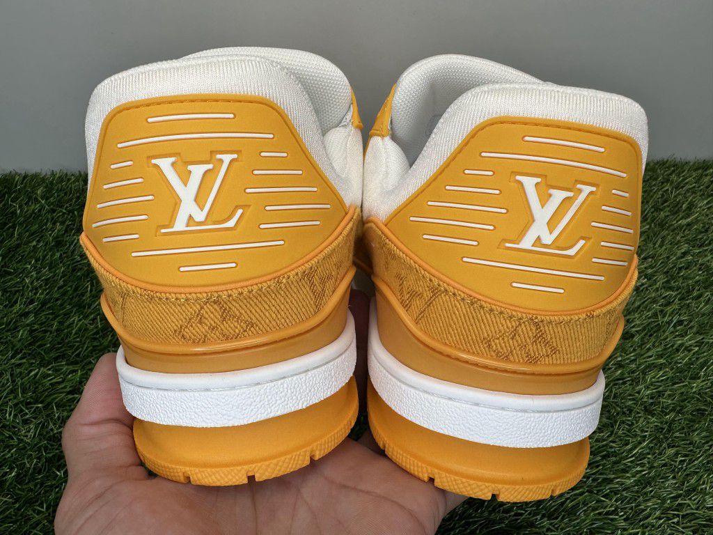 SALEOFF Louis Vuitton Trainer Yellow Monogram Denim White Sneaker - USALast