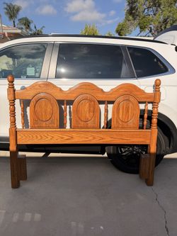 Solid wood headboard and metal bed frame