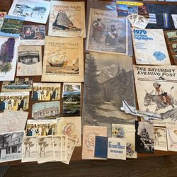 LOT Vintage Paperwork Postcards Magazines Brochures ALL FOR  