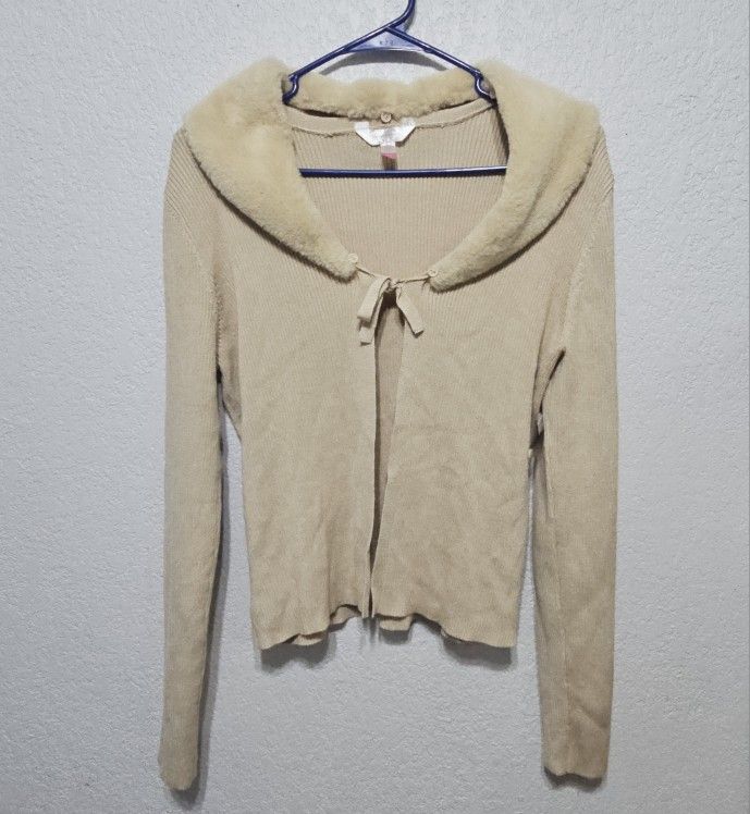 NWOT❗️No Boundaries Juniors' Faux Fur Collar Cardigan Sweater Size XXXL (21)