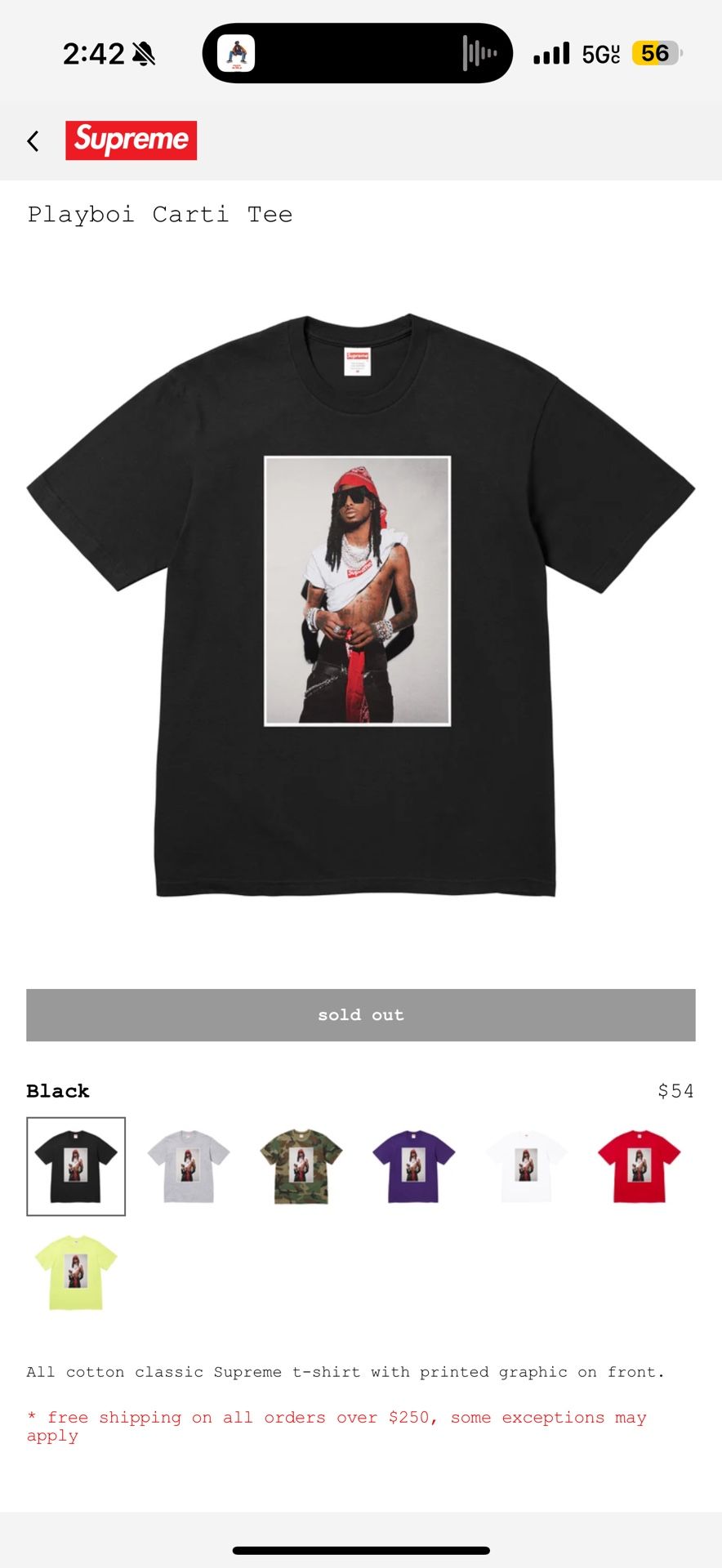 Supreme Playboi Carti Tee Black XL