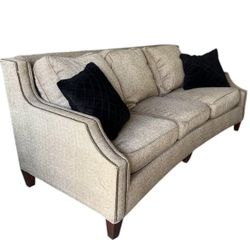 Cream 3 Seater Sofa with Nailhead Trim – Good Condition!
