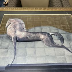 Elegant Framed Horse Art – Vintage Style Wall Décor (crack in glass shown in photo) 