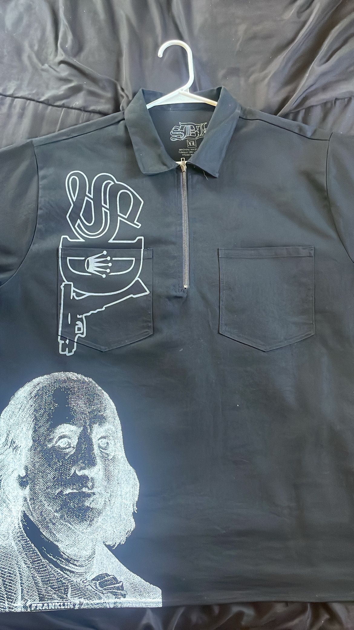 XL Black SDL Zip Shirt