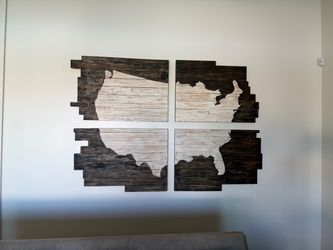 USA Map Wood Plank Wall Art 4-Panel - Pottery Barn