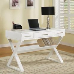 Stylish Desk In White Finish With 3 Drawers! Lowest Prices Ever!