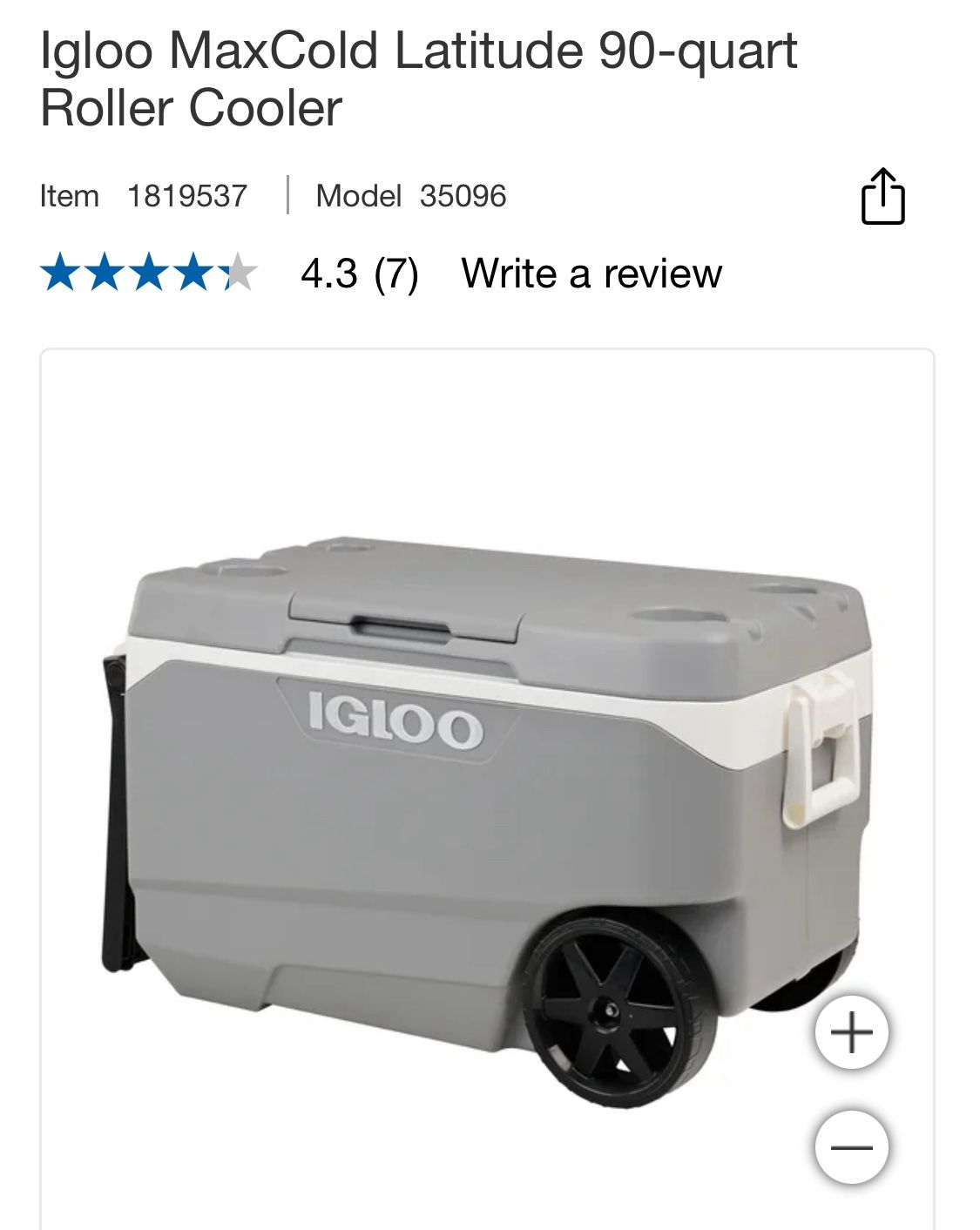 IGLOO 90QT ROLLER COOLER