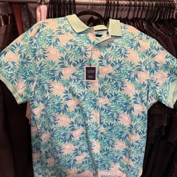 Club Room Pique Polo Stretch Tropical Print