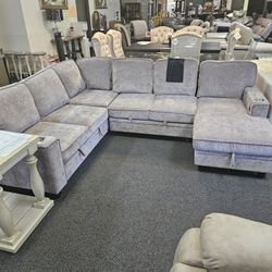 Nice New Sectional With Pullout bed and storage 2 Colors 