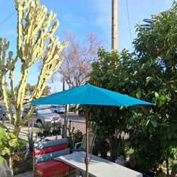 7.5" Patio Umbrella New. Dark Green And Grey. 