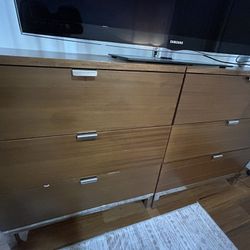 Large Two Piece Dresser And Matching Night Stand Heavy 