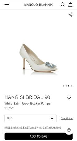 Manolo Blahnik Hangisi Bridal Crystal Buckle Pump
