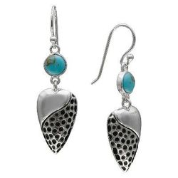 Texture Drop Earring In turquoise And Sterling Silver