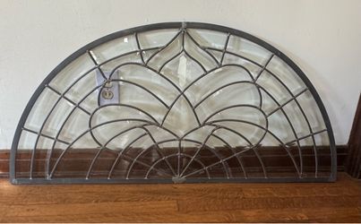 Beautiful Vintage Arched Leaded Glass Window - 45 ½x22