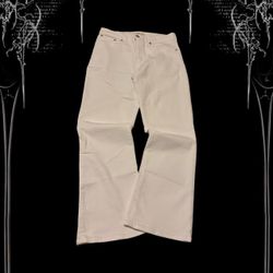 Slim bootcut white jeans