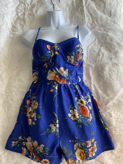 Blue floral romper