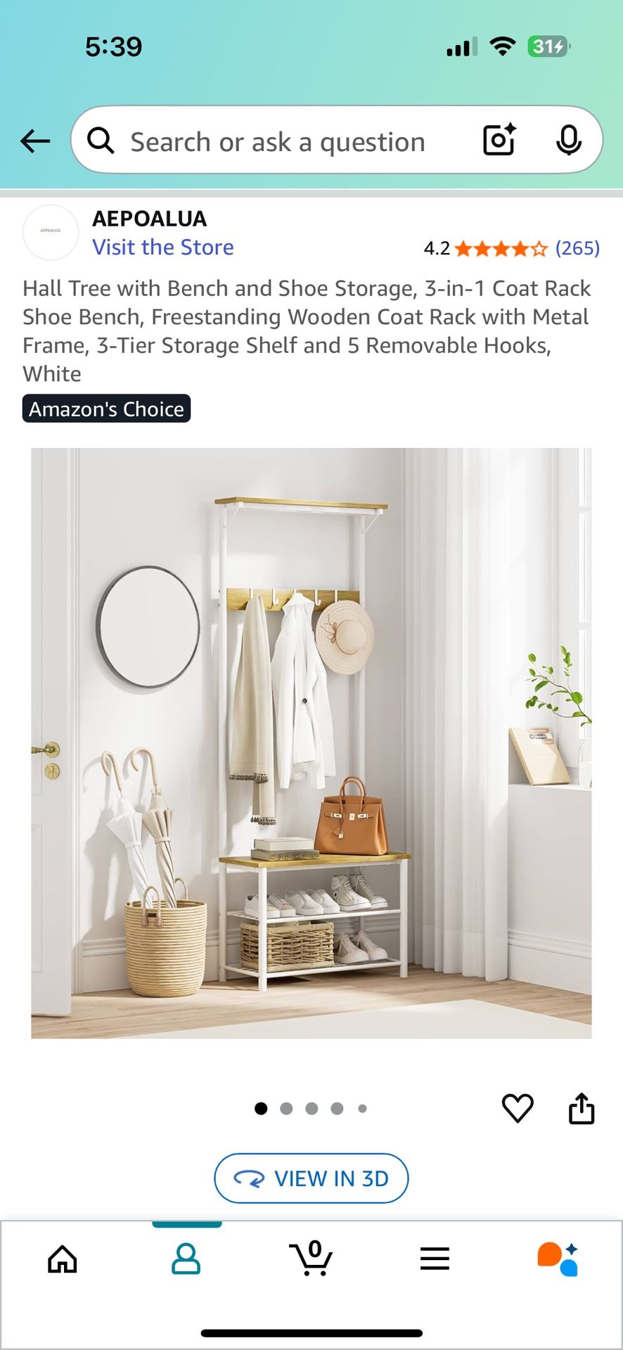 AEPOALUA Hall Tree with Bench and Shoe Storage, 3-in-1 Coat Rack Shoe Bench