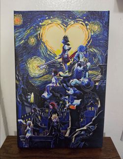 Kingdom Hearts Starry Night Canvas Print Wall Art,8" W x 12" H.