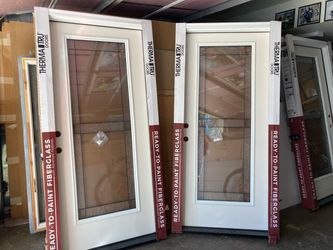New entry doors , fiberglass , right in swing , 36 by 80
